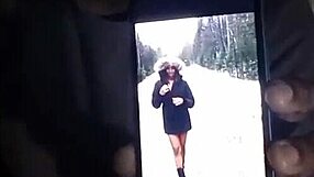 ebony enjoys outdoor snowy weather porn scenes
