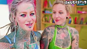 Extreme Alt Latex Strap-On Lesbian Sex With Tattooed Babe