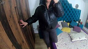 preview-milfycalla gets a lot of cum on new puffy downjacket -167- hot ass babe in tight leather leggings and high heels f