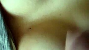 masterbating couple made a big cum mess on tits