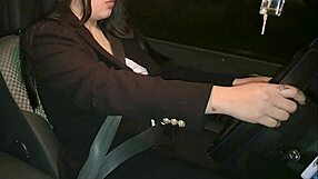 Wife on business trip caught masturbating outdoor in a car