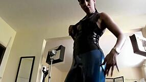 Femdom mistress wears latex for control