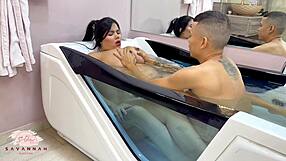a pregnant housewife has sex with her stepson in the bathtub