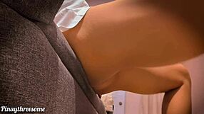 filipina wife reaches orgasm on sofa during sex