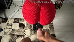 Huge cumshot on my ass stepsister when she looking after bra sport
