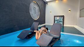 curvy latina enjoys poolside interracial encounter