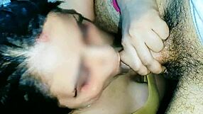 Close up blowjob ends with cum in mouth