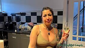 My slutty tattooed ex-girlfriend swallowed all the cum i collected for one month in a glass