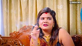 Desi bihari busty lady fucked by two servants together in hindi