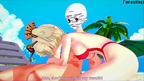 Burnice gives beach bikini blowjob in fantasy