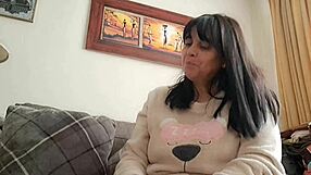 stepmother flirting with banana with young 18+ excited friend