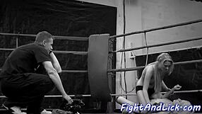 Naked lezzies wrestle in boxing ring