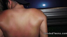 Stranded teen rides big cock outdoors