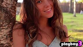 Petite russian all natural girl katya clover exposing body while posing in the nature