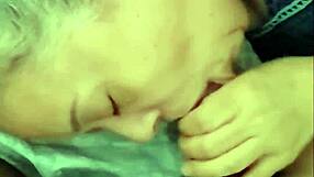 latina granny gives blowjob for facial