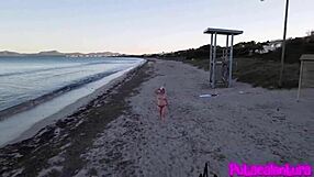 guy picks up hot blonde at nudist beach for oral in car and intense anal at home