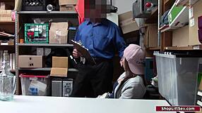 Brunette shoplifter caught and banged