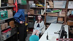 Brunette shoplifter caught and banged