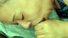 latina granny gives blowjob for facial
