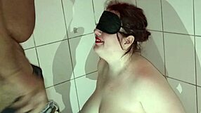 Busty subslut offer her mouth and tits for peeing in public club hd