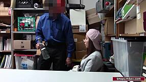Brunette shoplifter caught and banged