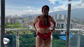 saraboom seduces her neighbor from her balcony with her massive ass eager to suck his whole cock and show him everything she can do with her huge ass on her blue