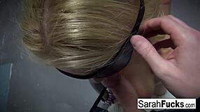 pov blowjob with blindfolded milf hottie sarah jessie