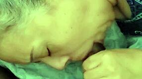 latina granny gives blowjob for facial
