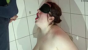 Busty subslut offer her mouth and tits for peeing in public club hd