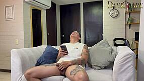 she catches me touching myself and ends up with my semen in her ass