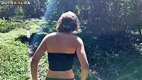 i kept teasing my stepdad in the middle of the woods until he couldnt resist and fucked my virgin ass and came in my mouth and i swallowed it all