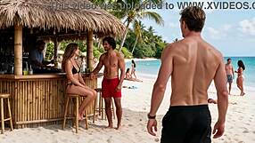 Cuckold husband watches hotwife fucked at beach