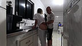 The maids creampie routine at her new job with boss