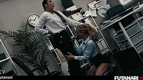Futa fuck - alexa flexy helps coworker release stress by taking loads of cum inside her throat and pussy